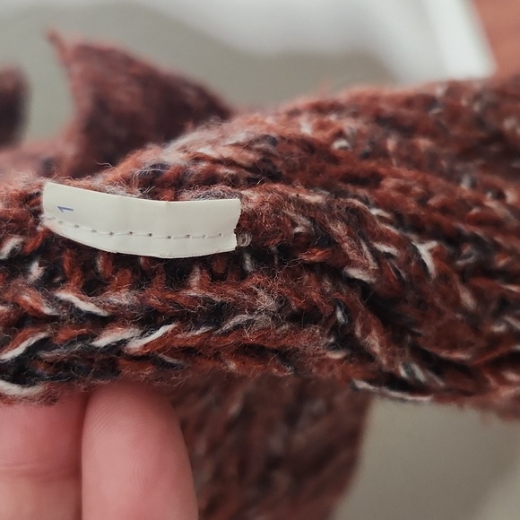 Forever21 Cardigan Sweater Medium Cable Knit Brick Red Black White Y2K - Picture 3 of 8